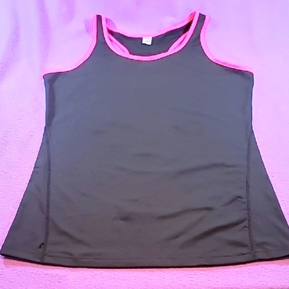 0749. Just A Nice Black Tank With Hot Pink Trim ~ See Pictures For Measurements